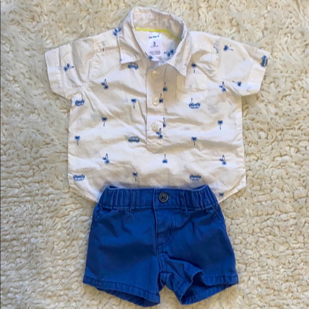 Carter’s baby summer shirt and shorts. Size 3mos